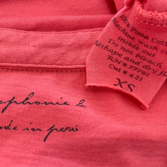 STEPHANIE B CORAL PIMA COTTON 3/4 SLEEVE T XS - Picture 12 of 14